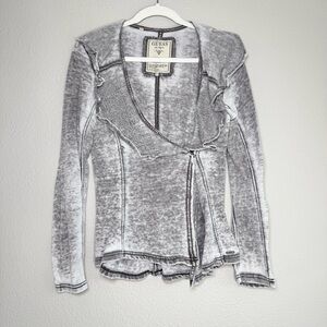 Guess Burnout Wrap Ruffle Sweater